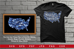 USA Map Blue Camouflage with Distressed Product Image 1