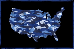USA Map Blue Camouflage with Distressed Product Image 2