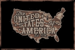 USA Map Brown Desert Camouflage with Distressed Product Image 3