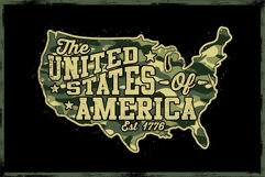 USA Map Green Camouflage with Distressed Product Image 3