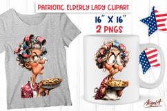USA patriotic elderly lady clipart Sarcastic grandma Cooking Product Image 1