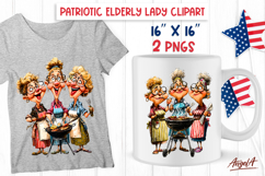 4th of July BBQ clipart USA patriotic elderly ladies friends Product Image 1