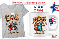 4th of July clipart USA patriotic elderly ladies friends Product Image 1