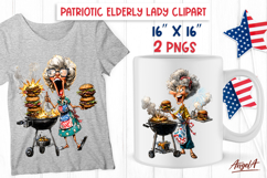 USA patriotic clipart elderly lady Hamburger BBQ clipart Product Image 1