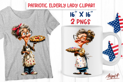 4th of July clipart USA patriotic elderly lady PNG Cooking Product Image 1