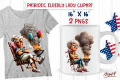 4th of July BBQ clipart USA patriotic elderly lady PNGs Product Image 1