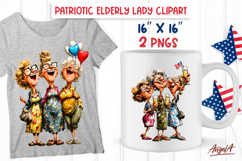 4th of July clipart USA patriotic elderly lady best friends Product Image 1