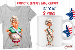 USA patriotic clipart Funny elderly lady Miss independence Product Image 1