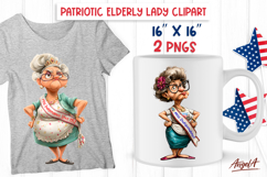 4th of July clipart Funny elderly lady Miss independence PNG Product Image 1