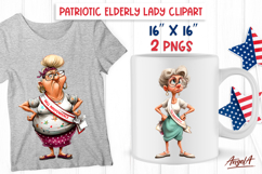 4th of July clipart Miss independence PNG Funny elderly lady Product Image 1