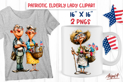 USA patriotic clipart Elderly ladies PNG Funny Couple PNG Product Image 1