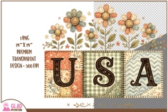 Patchwork USA with watercolor flowers, Floral USA png Product Image 2