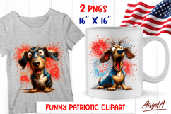 4th of July clipart USA patriotic dog Dachshund Fireworks Product Image 1