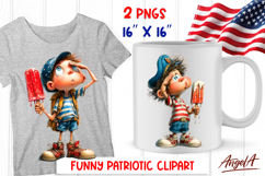 Cute boy with ice cream clipart Funny character PNG Product Image 1