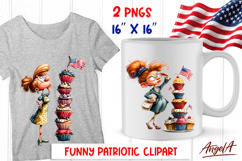 USA patriotic clipart bundle Funny 4th of July PNG Children Product Image 4