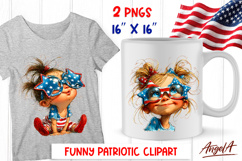 4th of July clipart USA patriotic baby girl with sunglasses Product Image 1