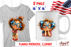 4th of July clipart USA happy baby girl with sunglasses PNG Product Image 1