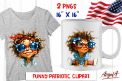 4th of July clipart USA happy baby girl with sunglasses PNG Product Image 1