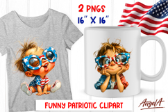 4th of July clipart USA patriotic baby boy with sunglasses Product Image 1