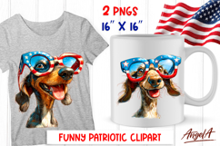 4th of July clipart patriotic dog Dachshund Sunglasses PNG Product Image 1