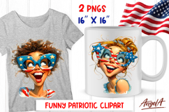 4th of July clipart USA patriotic cute girl with sunglasses Product Image 1