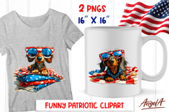 4th of July clipart patriotic dog Dachshund Sunglasses PNG Product Image 1