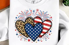 USA Patriotic Hearts Fourth of July Shirt Design Product Image 1