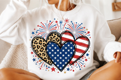 USA Patriotic Hearts Fourth of July Shirt Design Product Image 3