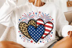 USA Patriotic Hearts Fourth of July Shirt Design Product Image 3
