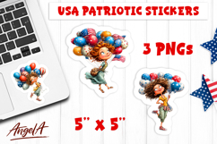 4th of July USA patriotic lady sticker Balloon Print and cut Product Image 1