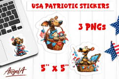 USA patriotic stickers 4th of July Dachshund Picnic Dog PNG Product Image 1