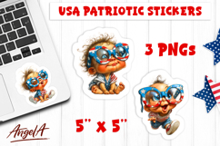 USA patriotic stickers 4th of July Baby boy with sunglasses Product Image 1