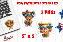 USA patriotic stickers 4th of July Cute girl with sunglasses Product Image 1