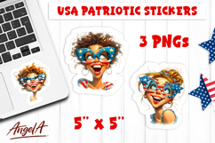4th of July USA patriotic sticker Smiling girl Smiley face Product Image 1