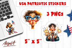 4th of July USA patriotic sticker Patriotic girl Dachshund Product Image 1