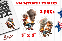 4th of July BBQ USA patriotic sticker Sarcastic elderly lady Product Image 1