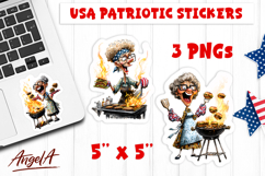 4th of July BBQ USA patriotic sticker Funny elderly lady PNG Product Image 1