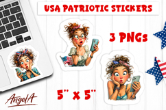 4th of July USA patriotic lady stickers Selfie Print and cut Product Image 1