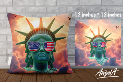 Patriotic pillow cover, Statue of liberty sublimation PNG Product Image 1