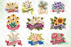 USA State Flowers Embroidery Clipart Bundle Product Image 8
