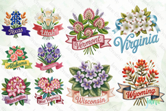 USA State Flowers Embroidery Clipart Bundle Product Image 5