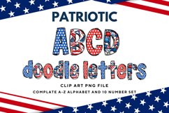 Patriotic Doodle Alphabet Independence Day Letters Hand Draw Product Image 1