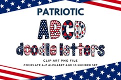 Patriotic Doodle Alphabet Independence Day Letters Hand Draw Product Image 1