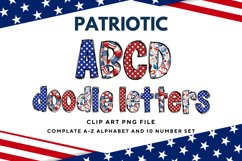 Patriotic Doodle Alphabet Independence Day Letters Hand Draw Product Image 1