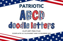 Patriotic Doodle Alphabet Independence Day Letters Hand Draw Product Image 1