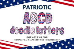 Patriotic Doodle Alphabet Independence Day Letters Hand Draw Product Image 1