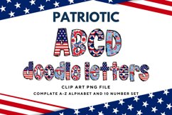 Patriotic Doodle Alphabet Independence Day Letters Hand Draw Product Image 1