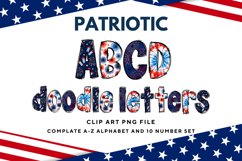 Patriotic Doodle Alphabet Independence Day Letters Hand Draw Product Image 1