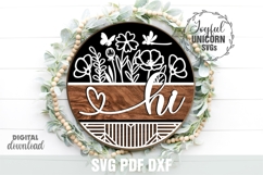 Hi Wildflower Welcome Sign SVG | Geometric Pattern Door Sign Product Image 1