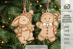 Cute Christmas Ornaments Laser Cut. Christmas Tree Decor SVG Product Image 1
